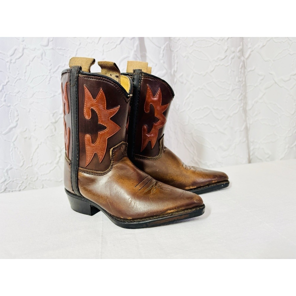 Vintage Kids Leather Cowboy Boots, Size 6 - Picture 3 of 9